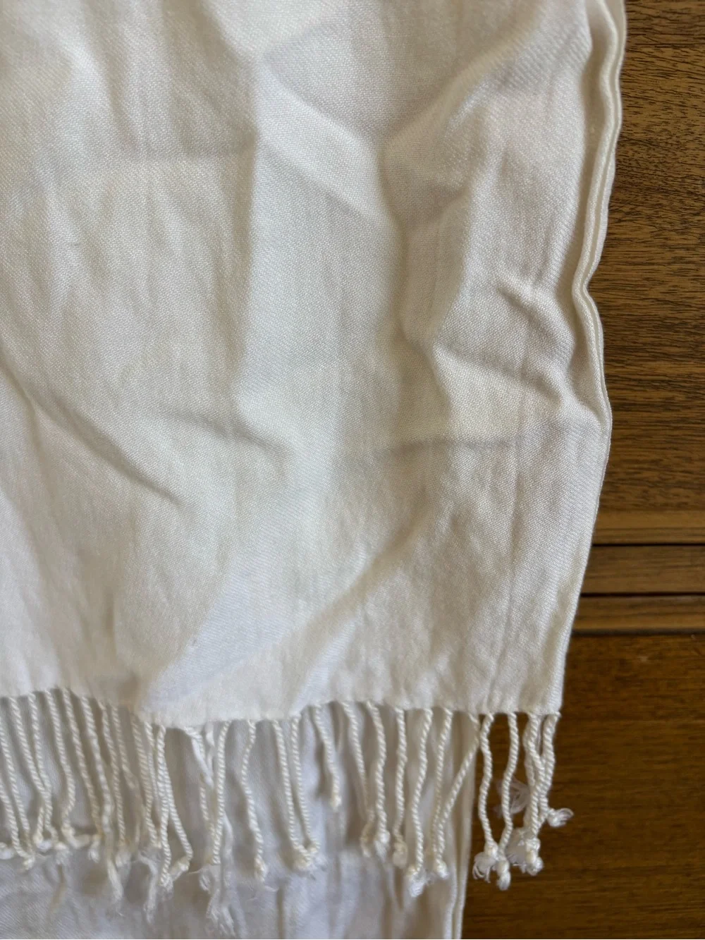 Womens off white ivory scarf, shawl, wrap, fringe detail